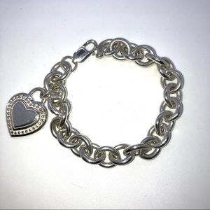 ♥️RETIRED JUDITH RIPKA HEAVY BRACELET WITH HEART CHARM♥️